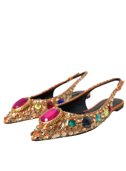 a pair of shoes with colorful stones on them