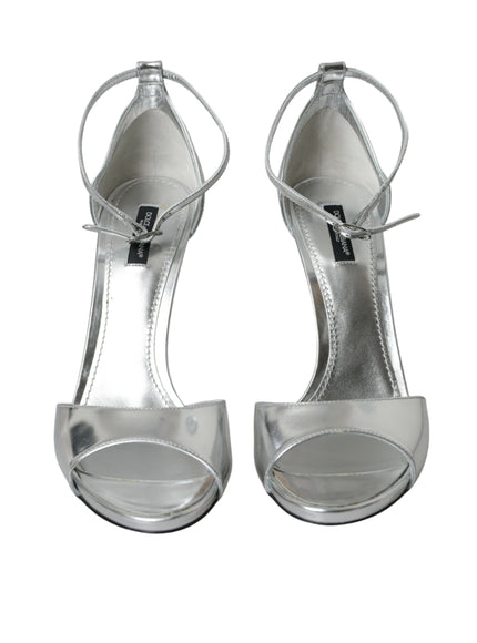 Top view of Dolce & Gabbana silver leather sandals