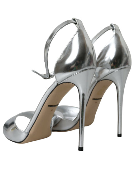 Back view of Dolce & Gabbana silver leather high heels