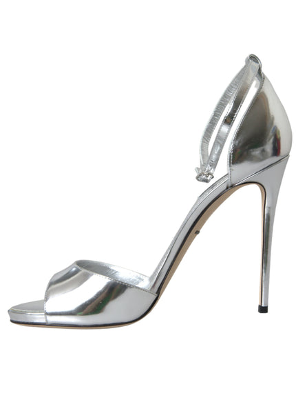 Dolce & Gabbana silver leather sandal side profile