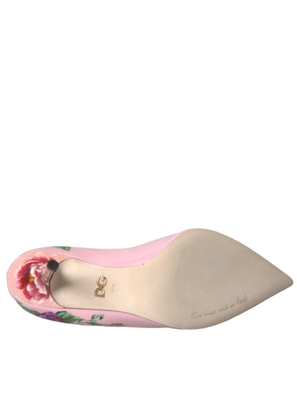 a woman's shoe with pink flowers on it