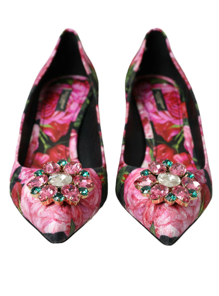 a pair of pink shoes with flowers on them