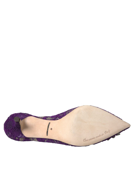 a woman's shoe with a purple lace