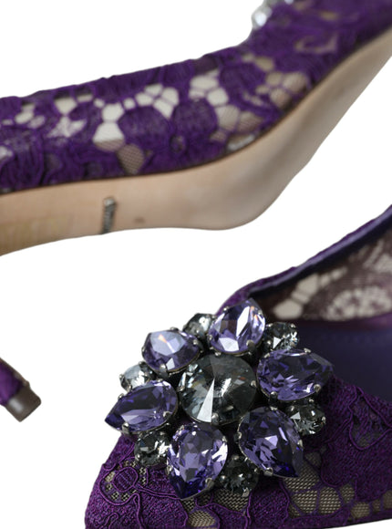 a pair of purple shoes with a flower on the heel