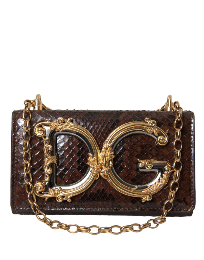 a brown and gold purse with the letter gg on it