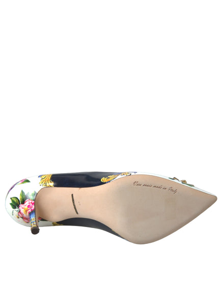 a women's shoe with a floral print on the heel