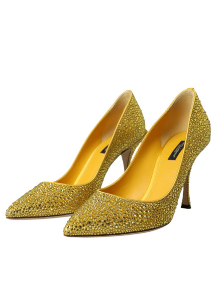 a pair of yellow high heeled shoes