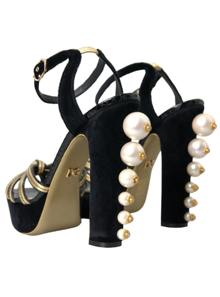 a pair of high heeled shoes with pearls