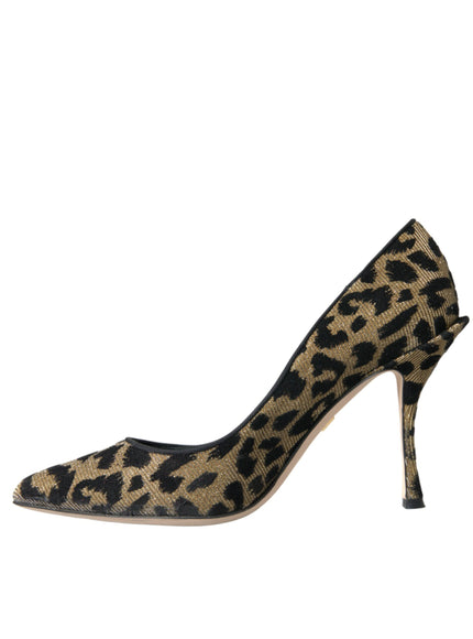 a pair of leopard print high heels