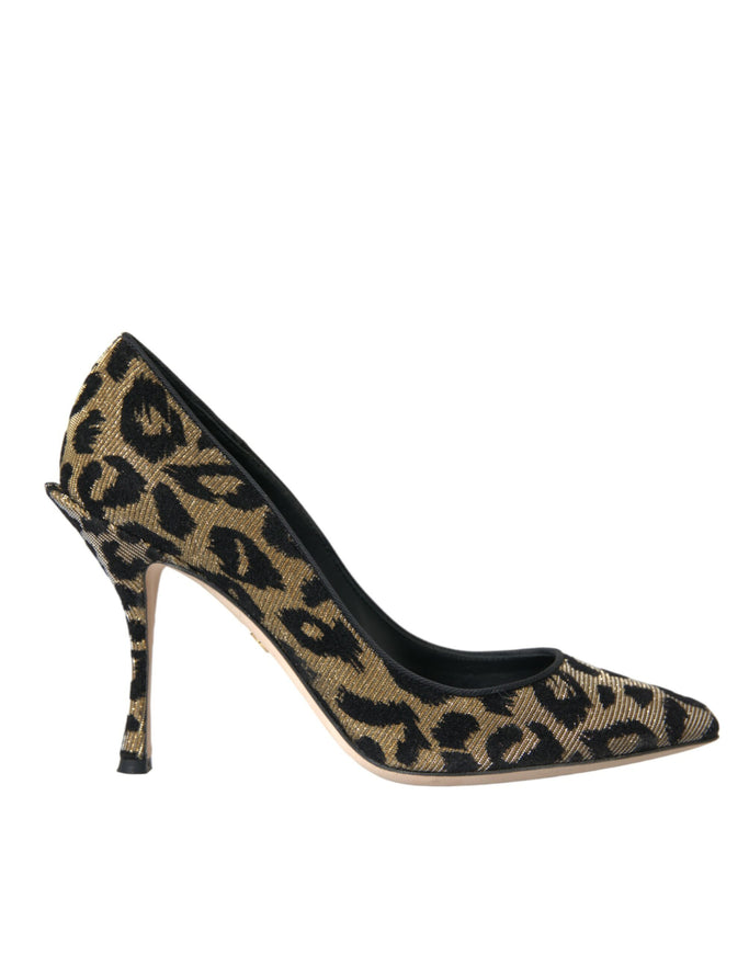 a pair of leopard print high heels