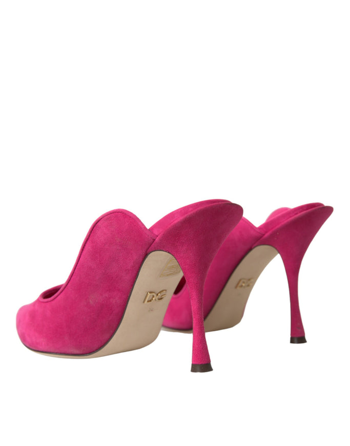 Dolce & Gabbana Slip-on Mules In Fuchsia Suede Leather