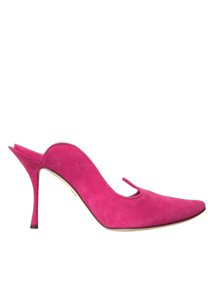 a pink high heeled shoe with a pointed toe