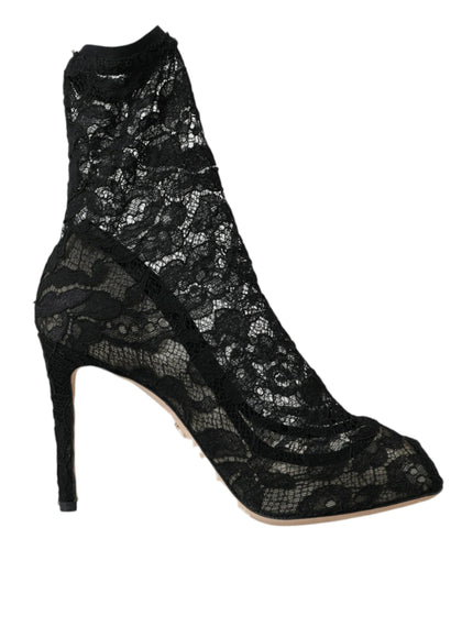 a black high heeled shoe with lace