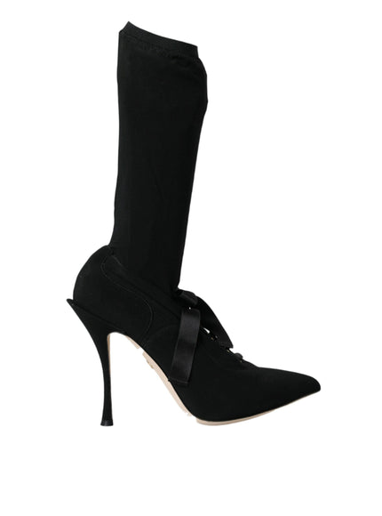 a pair of black high heeled shoes