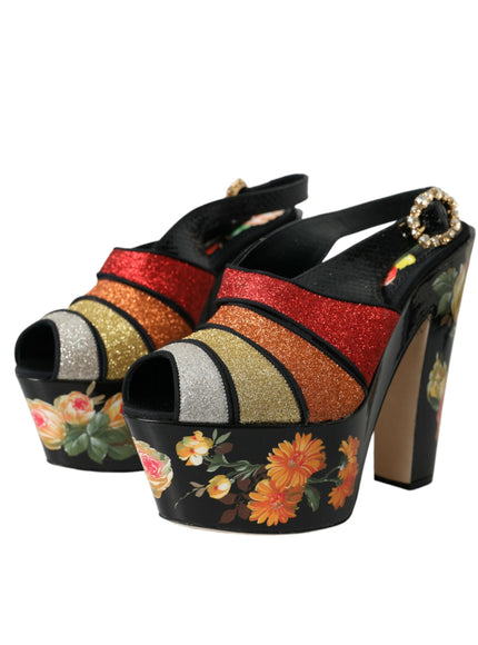 a pair of colorful shoes with flowers on them