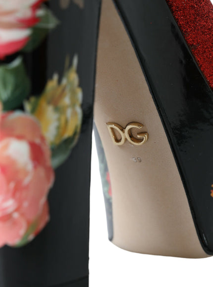 a close up of a shoe with flowers on it