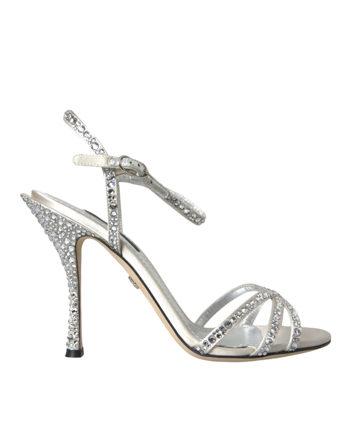 a women's silver high heeled sandal with a bow