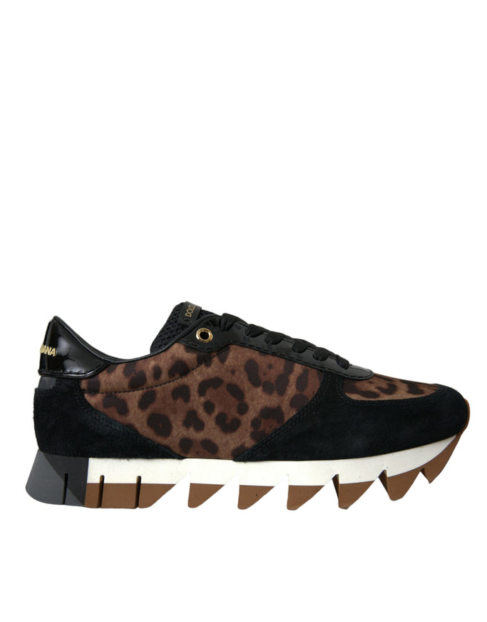 a leopard print sneaker on a white background