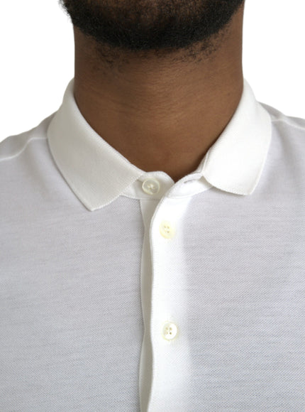 Close-up of collar on Dolce & Gabbana white polo t-shirt