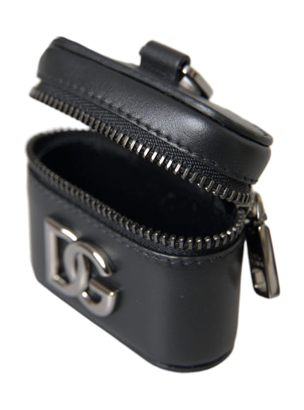 a black leather case with a zipper open