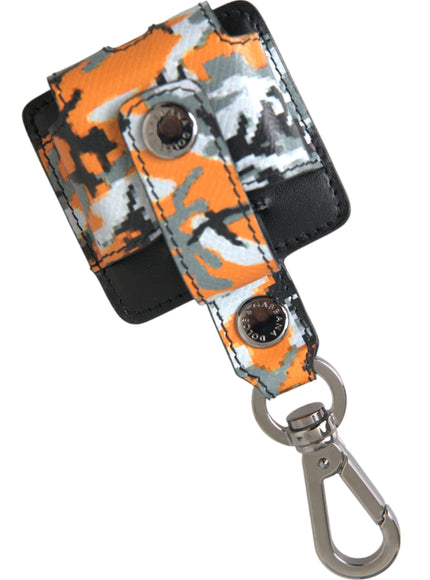 an orange and black camo key fobring