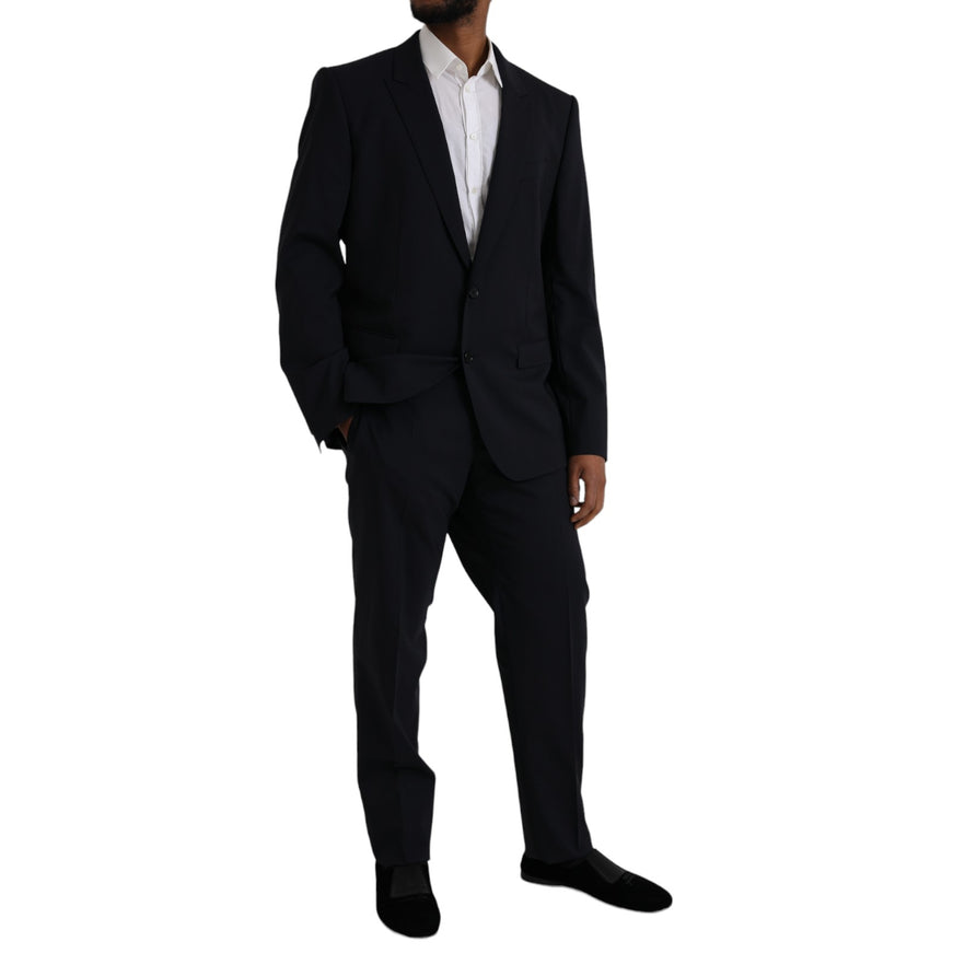 Dolce & Gabbana black wool suit side pose