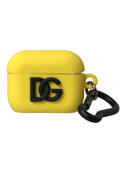 a yellow case with a black g logo on it