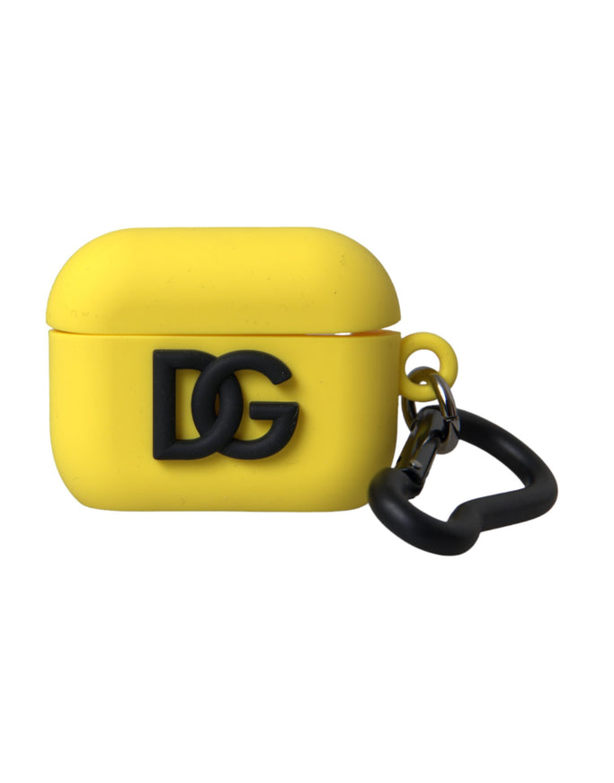 a yellow case with a black g logo on it