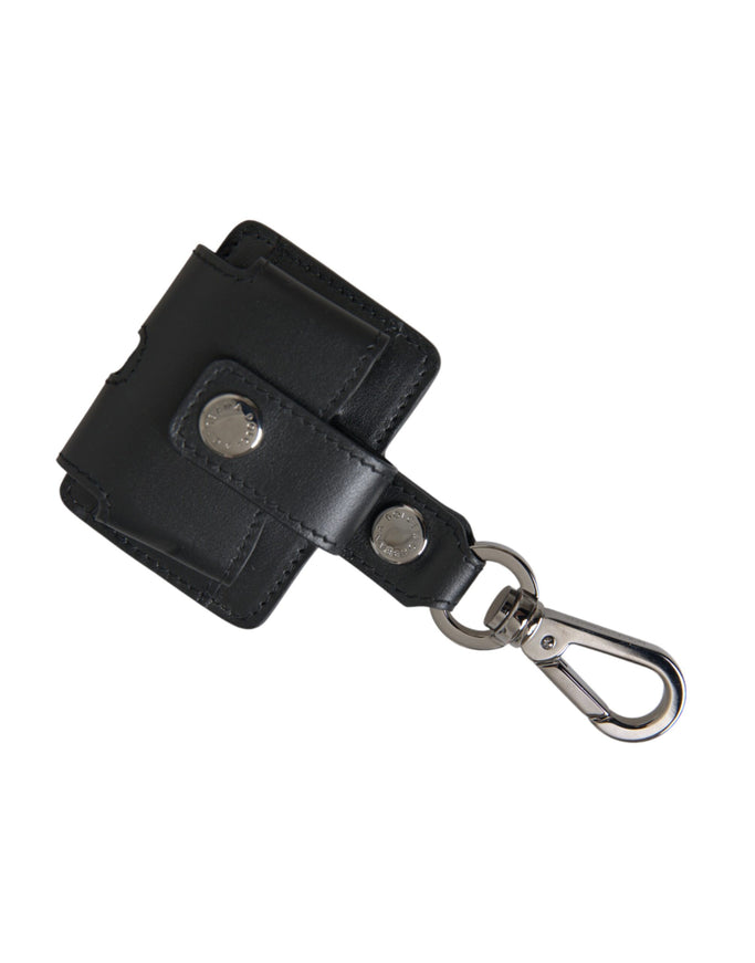 a black leather wallet with a metal clip