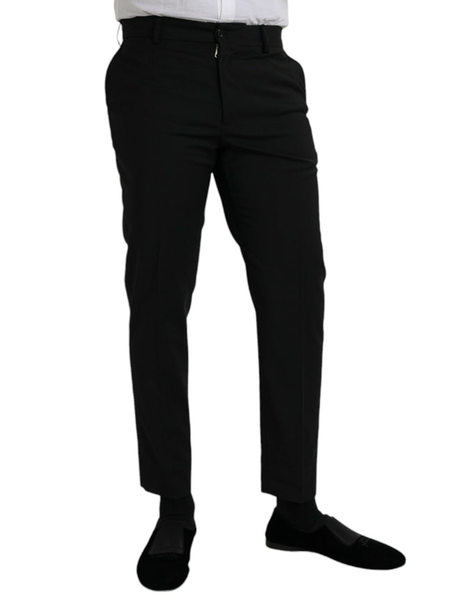 Dolce & Gabbana black wool slim-fit dress pants side view