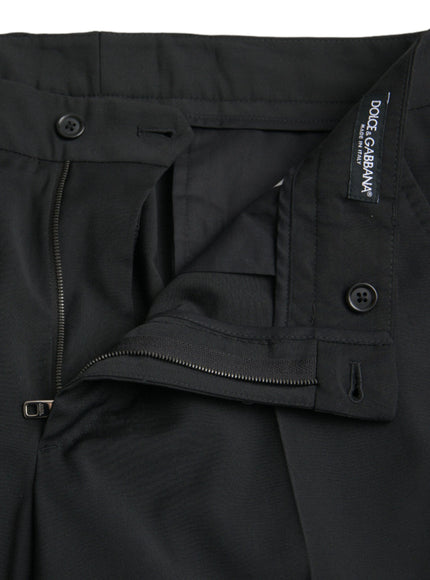 Dolce & Gabbana black wool dress pants zipper and button detail