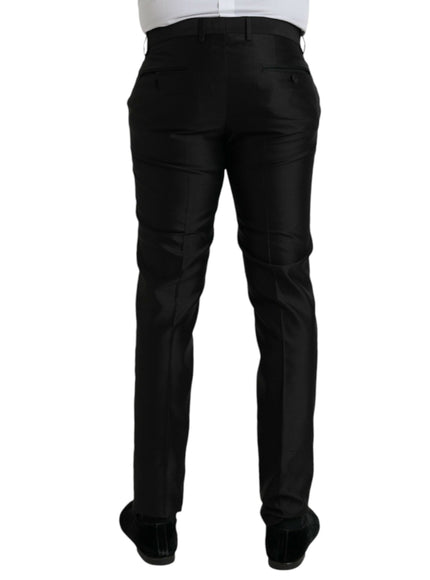 Dolce & Gabbana black silk slim-fit formal pants back view