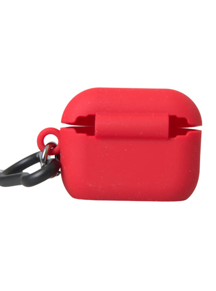 a red case with a black handle on a white background