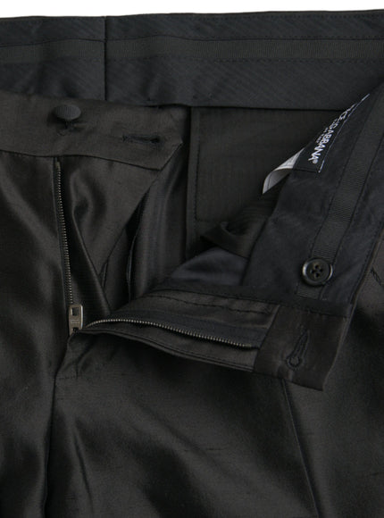 Dolce & Gabbana black silk pants zipper and button detail