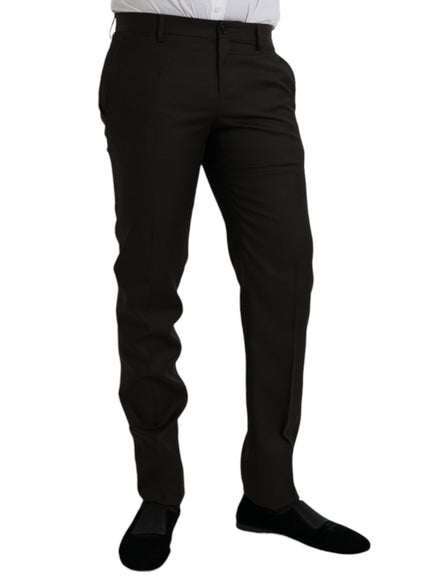 Dolce & Gabbana dark brown wool slim fit formal pants side view