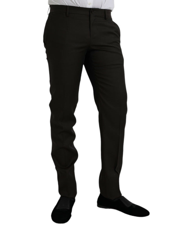 Dolce & Gabbana dark brown wool slim fit formal pants side view