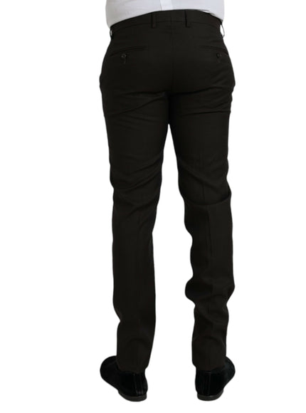 Dolce & Gabbana dark brown wool slim fit formal pants back view