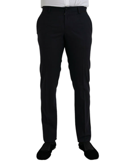 Dolce & Gabbana dark blue wool slim fit formal pants front view