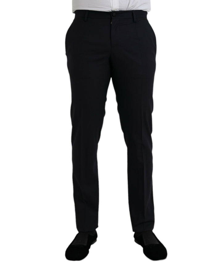 Dolce & Gabbana dark blue wool slim fit formal pants front view