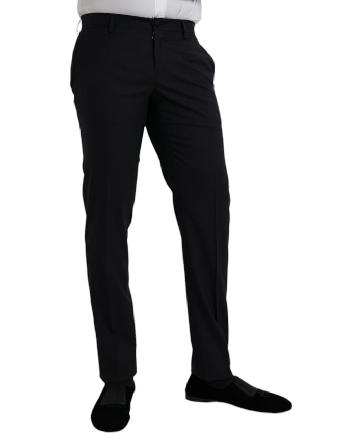 Dolce & Gabbana dark blue wool slim fit formal pants side view