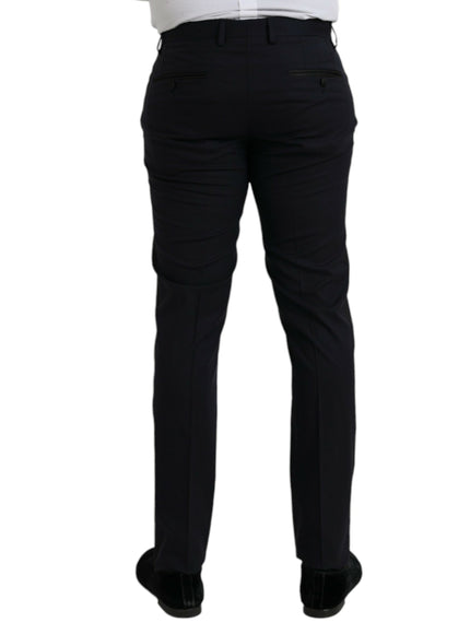 Dolce & Gabbana dark blue wool slim fit formal pants back view