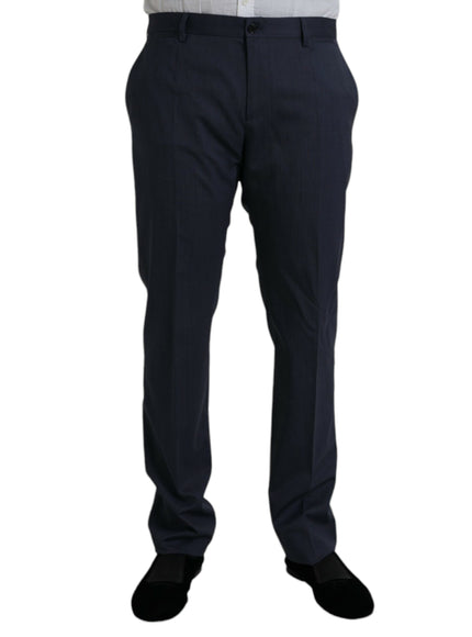 Dolce & Gabbana blue wool slim fit dress pants front view