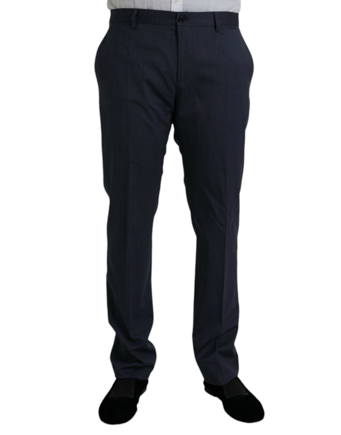 Dolce & Gabbana blue wool slim fit dress pants front view