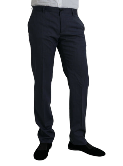 Dolce & Gabbana blue wool slim fit dress pants side view