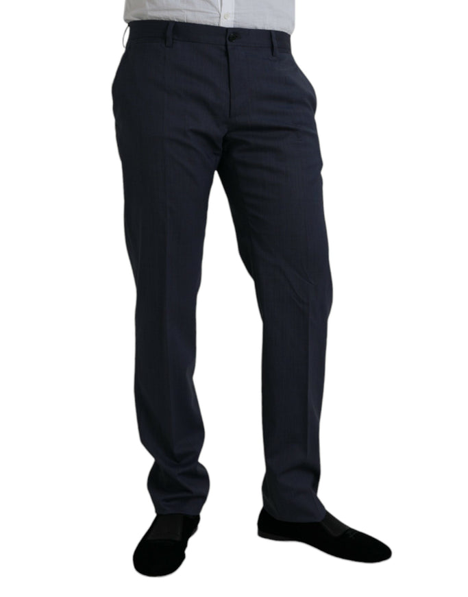 Dolce & Gabbana blue wool slim fit dress pants side view