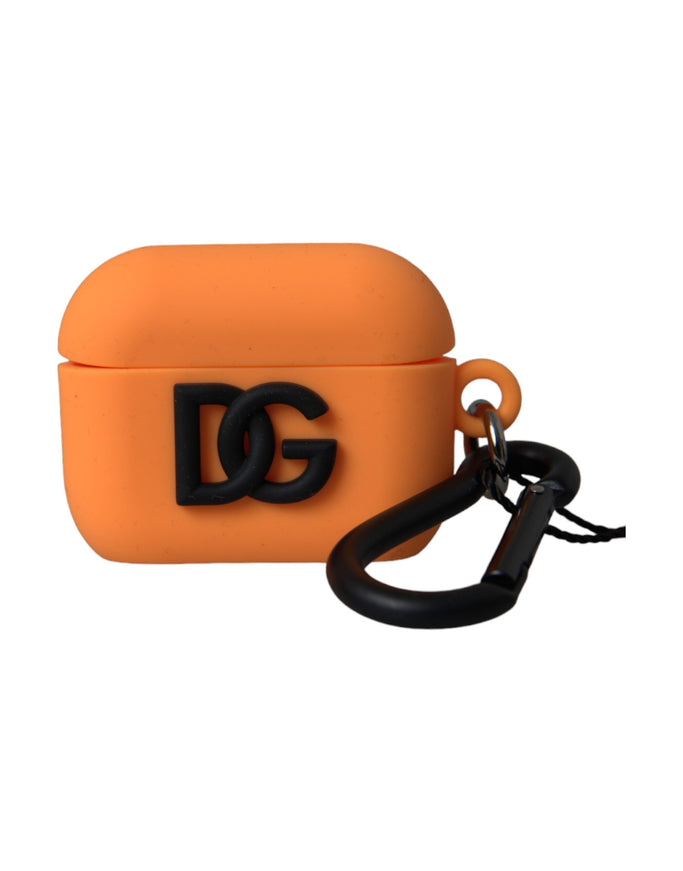 an orange case with a black dg logo on it