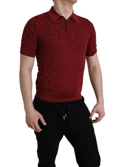 Dolce & Gabbana Maroon Collared Short Sleeve Silk T-shirt - Ellie Belle