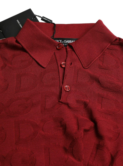 Dolce & Gabbana Maroon Collared Short Sleeve Silk T-shirt - Ellie Belle