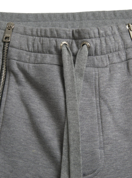 Gray jogger sweatpants drawstring and waistband detail