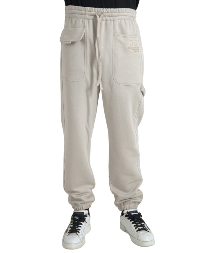 Dolce & Gabbana off white viscose cargo jogger sweatpants front view